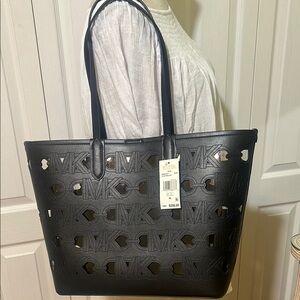 Michael Kors ELIZA LARGE PERFORATED EMPIRE LOGO TOTE BAG